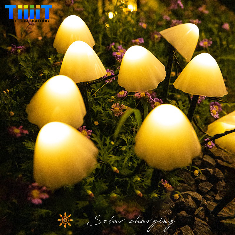 Lámpara LED solar para césped con forma de seta, impermeable, para exteriores, 8 modos, camino de hadas, paisaje, patio, terraza, jardín, cadena de luces decorativas