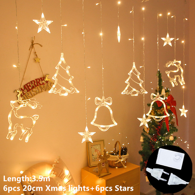 Guirlande lumineuse LED en forme de lune et d&#39;étoile, luminaire décoratif d&#39;intérieur et d&#39;extérieur, idéal pour un jardin ou un Patio, ou comme décoration de noël, 220V, ue: Elk - warm white new