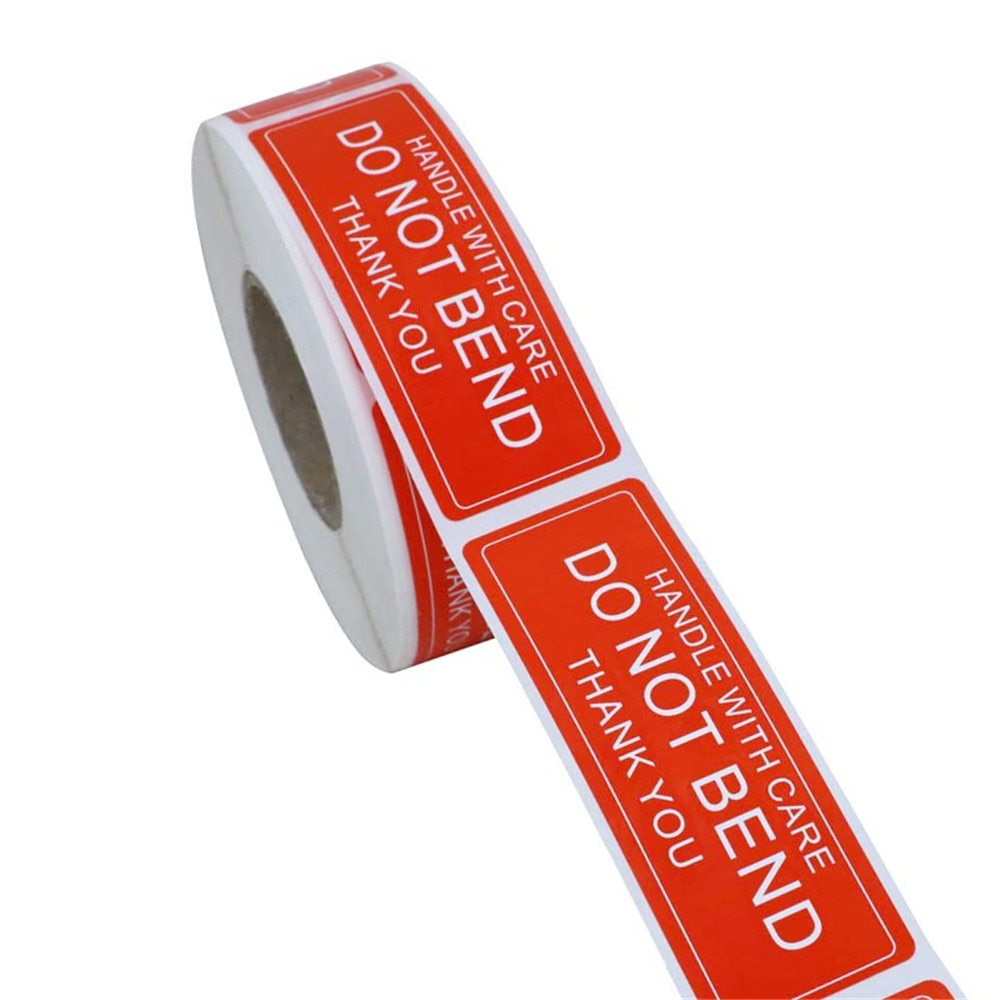 500pcs/roll Red Warning Sticker Do Not Bend Packaging Remind Labels Handmade Sticker 2.5x7.5cm