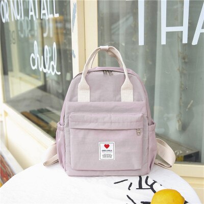 Mini mochila de lona de estilo coreano para mujer, mochila de viaje sencilla de , bolso escolar de ocio, bolso de hombro para chica: purple / BIG 34X28X14 CM