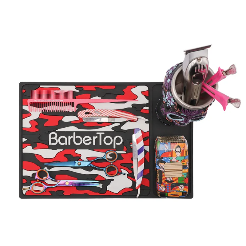 Barbertop – tapis antidérapant pour Salon de coiffure, ciseaux antidérapants, chaleur en Silicone, outils de Station de barbier, accessoires de Salon de coiffure