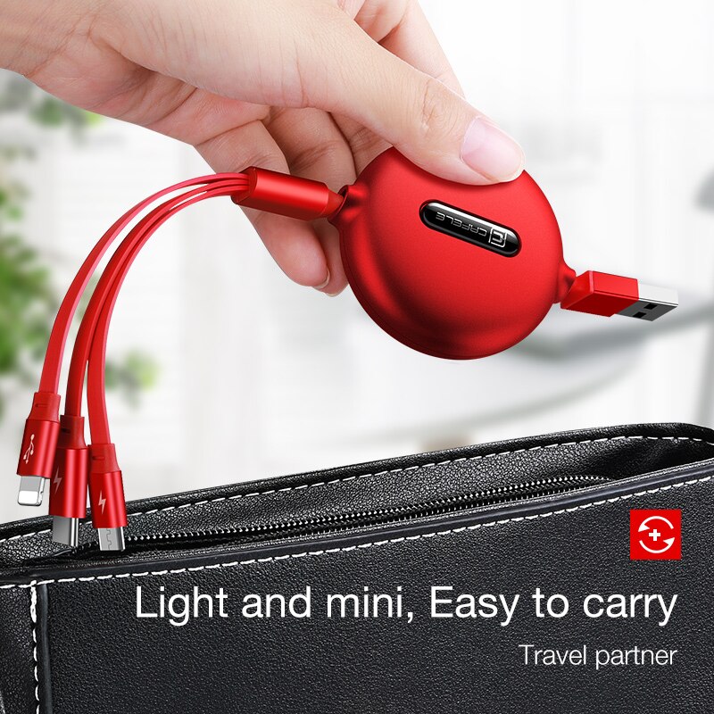 Cafele Retractable 3 in 1 USB Cable Micro Type C USB Cable for iPhone X 3A Fast Charging Cable for Huawei Samsung Phone Charger