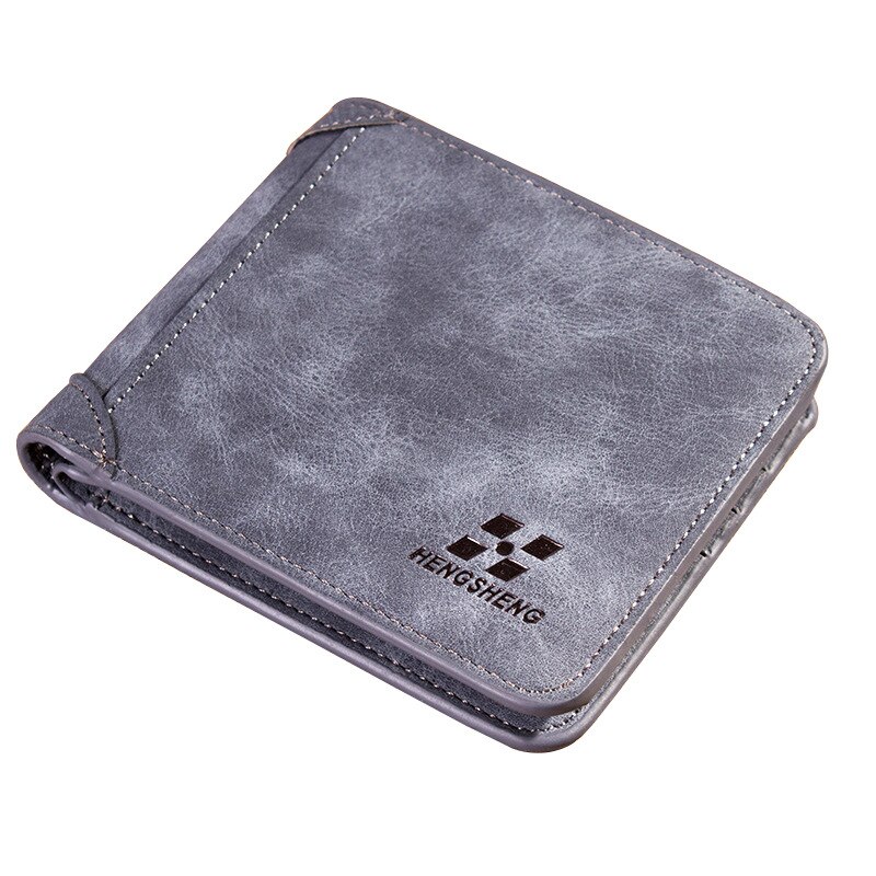 Men's Wallet Short Frosted Leather Wallet Retro Three Fold Vertical Wallet Youth Korean Multi-card Wallet Men