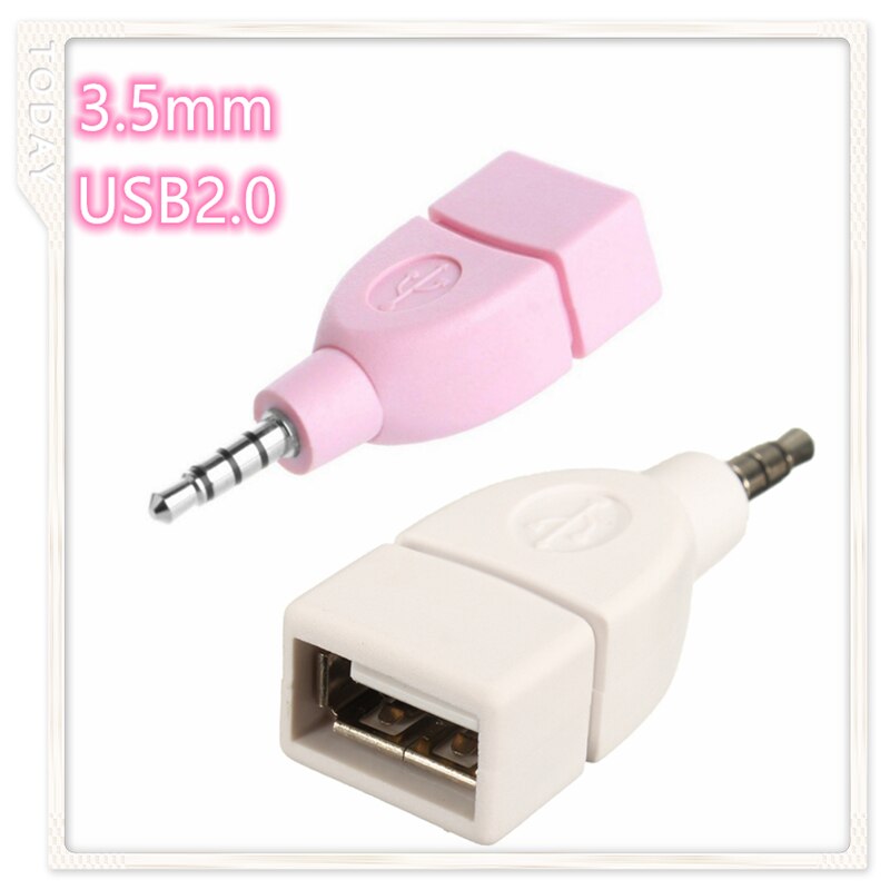 Universele 3.5mm AUX Jack Audio Plug Naar USB 2.0mm Converter USB Aux Kabel Koord Voor Auto MP3 speaker U Disk Flash Drive Adapter: Goud