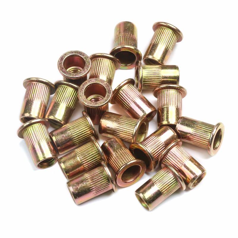 200Pcs Rivet Nut Aluminum Alloy Rivnut Flat Head Threaded Insert Nutserts Cap Rivet Nut Assortment Set for Automotive Furniture