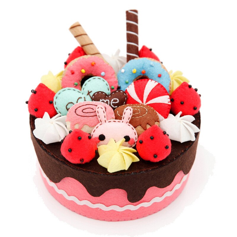 DIY Felt Cosmetic Organizer Small Storage Box Birthday Cake Style Case For Kids Birthday Special Felt DIY Material Package
