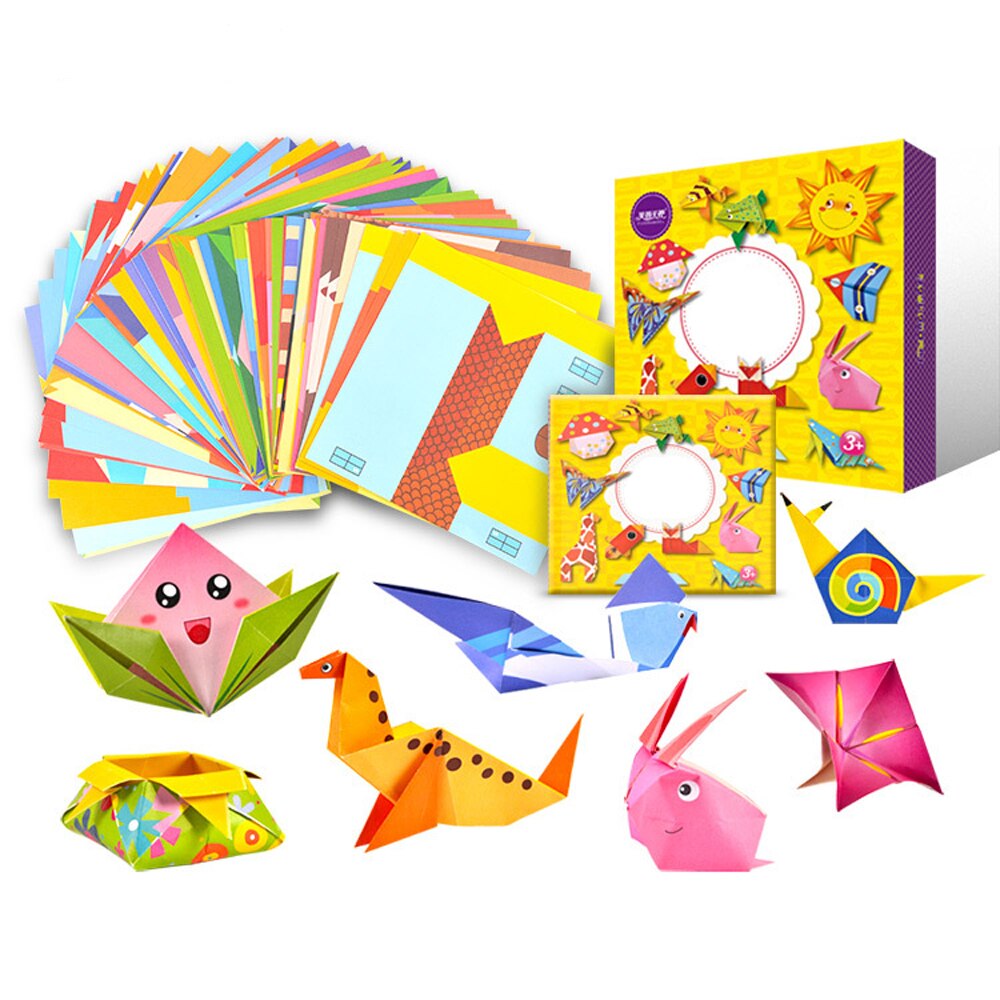 Børn diy tegning legetøj tegneserielim tempera maleri til børnehave kunst håndværk baby legetøj barn fødselsdag legetøj til børn: 108 stk origami papir