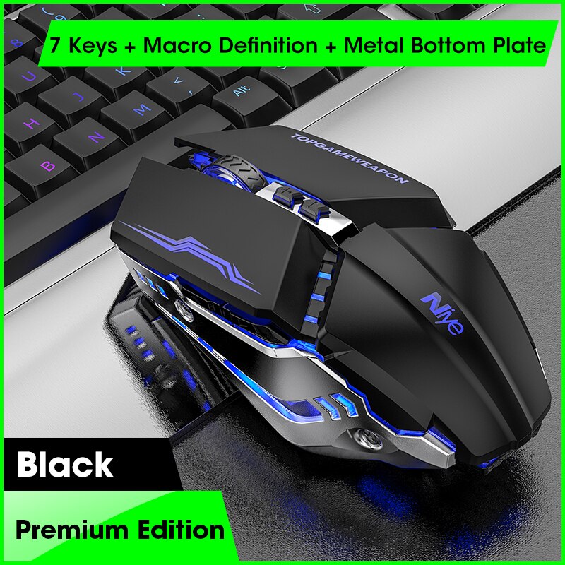 Ergonomic Wired Gaming Mouse LED 3200 DPI USB Computer Mouse Gamer Mice G10 Silent Mause With Backlight Cable For PC Laptop: Black Premium