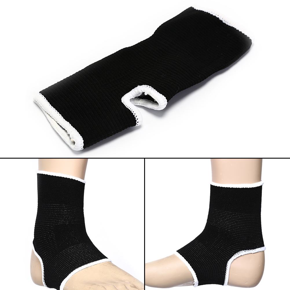 1 par elastisk ankelstøttebøjle kompression wrap ærme bandage sportsaflastning smerte fodbeskyttelse blå: Sort