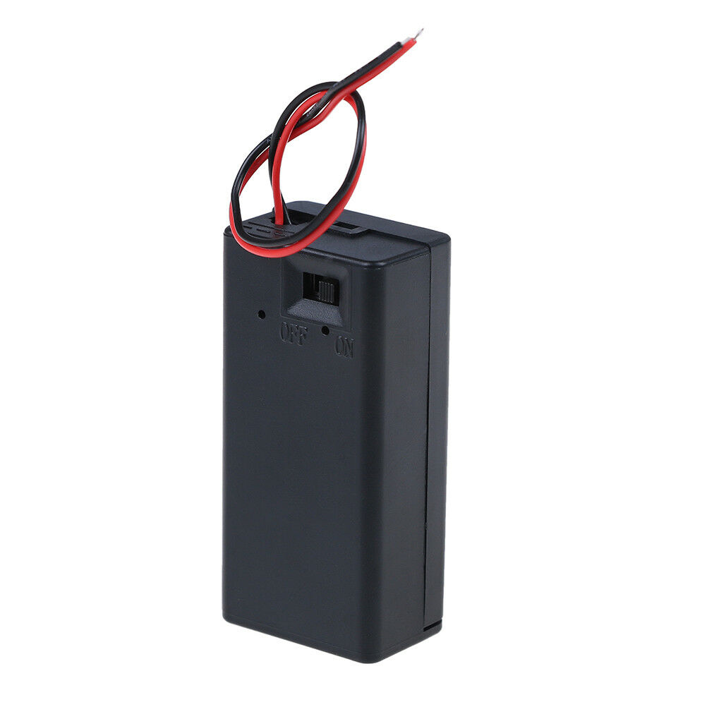 1pc 9V Battery Storage Case Plastic Box Holder With Leads ON/OFF switch cover