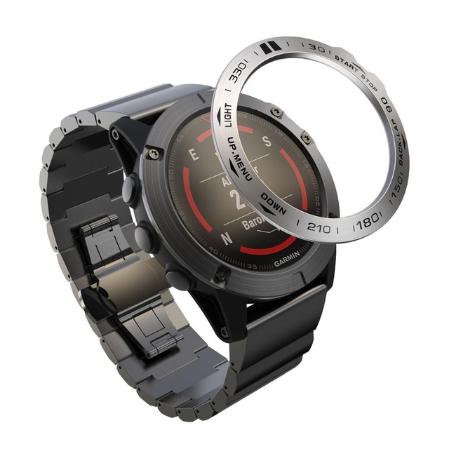 Caja de marco de estilo de anillo de bisel para reloj inteligente Garmin Fenix 5x 5xPlus 3 3HR cubierta de acero inoxidable anillos de protección antiarañazos: Beige / 12 mm