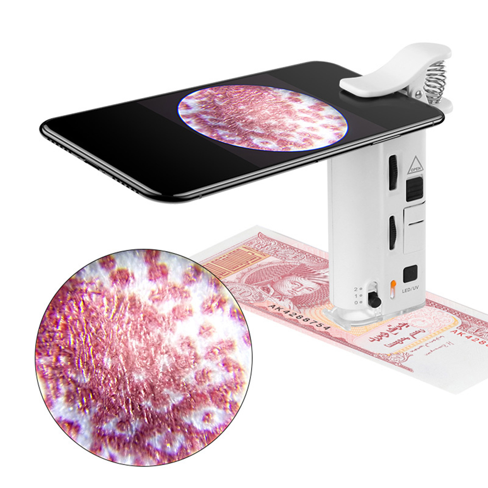 60-100X Magnification Mobile Microscope Clip Adjustable Magnifying Glass Jewelry Identification Tool for Mobile Phone