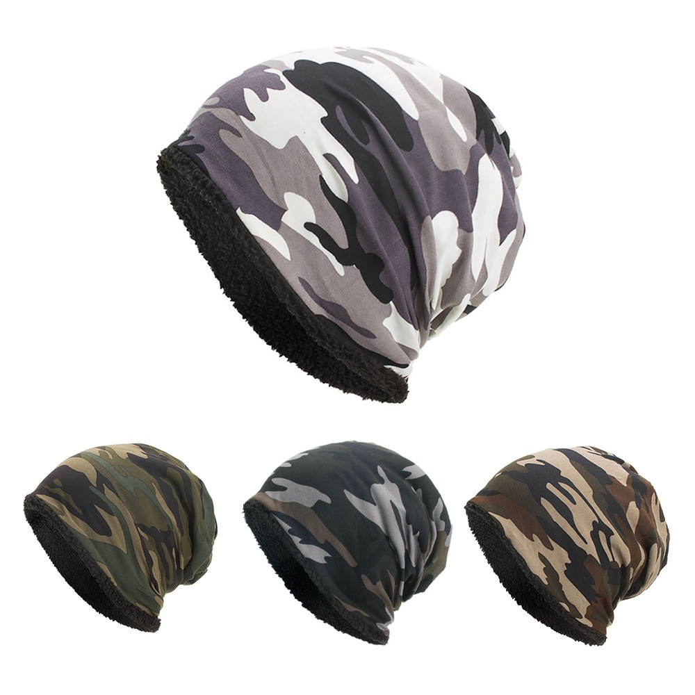 Capuche Camouflage pour hommes et femmes, Baggy en Crochet pour hiver, bonnet de Ski en laine, crâne, chapeau