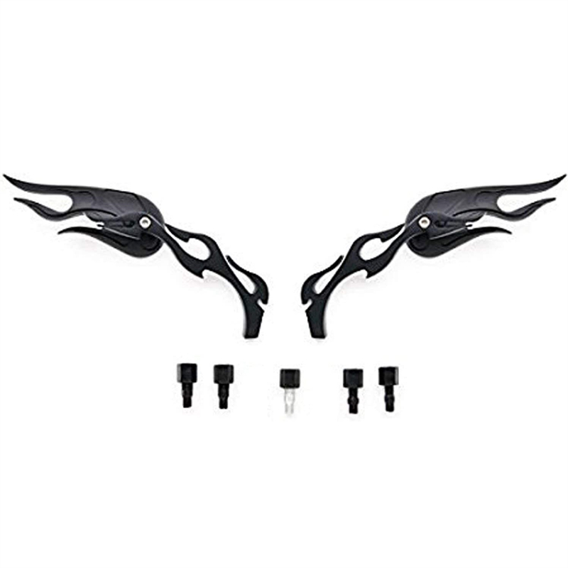 Universele chromen custom achteruitkijkspiegels met vlammenmotief voor kawasaki, honda, suzuki, ducati, bmw vt en vtx street motoren.
