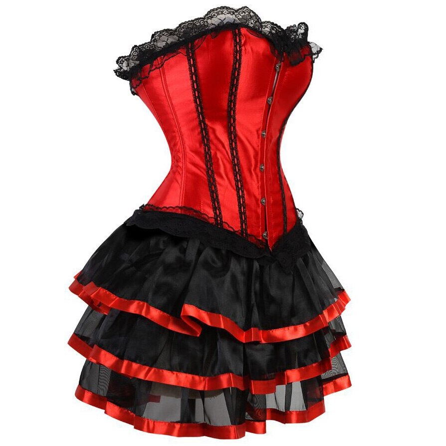 Sexy Red Gothic Corset Top Overbust Bustier Corset Dress Plus Size Corselet 6xl Burlesque Gothic Clothing Fancy Dresses Costume