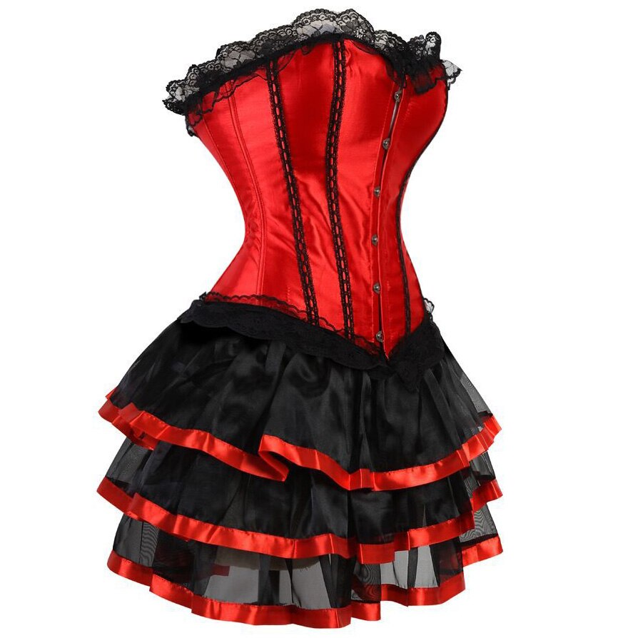 thumbnail image 2 of Pure Black White Red Boned Underbust Cupless Corset Top Lingerie - S To 6XL H2 2 of 5