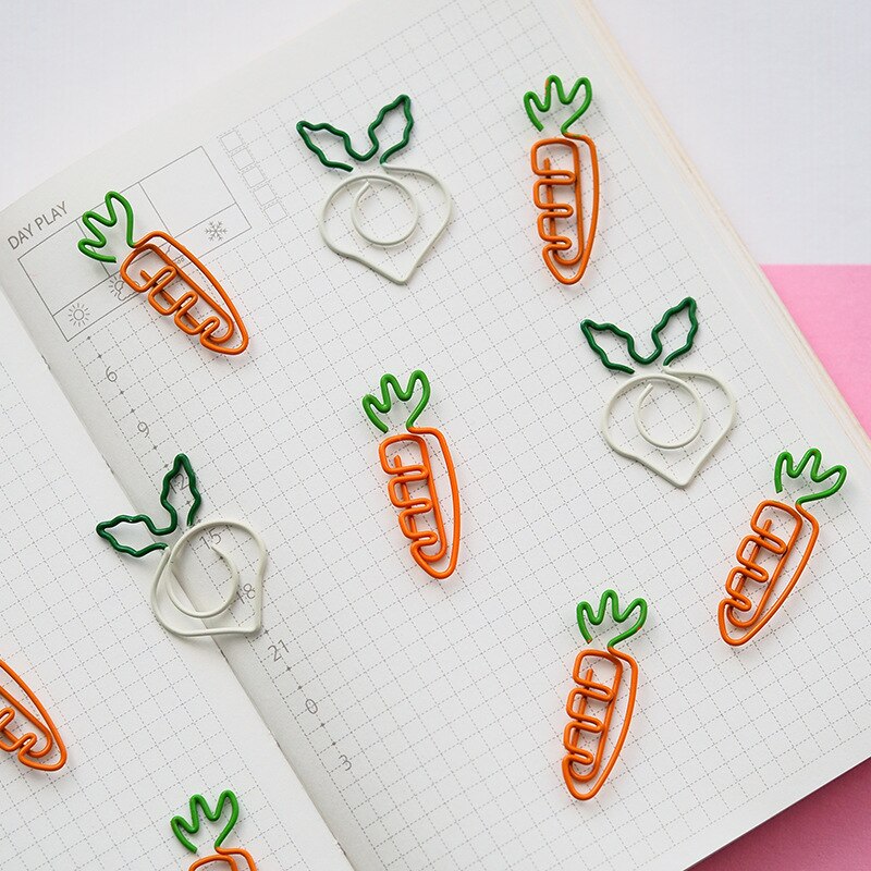 5 pièces Mignon Carotte Trombones Radis Blanc Modélisation Clip Mini Kawaii Signet Trombone Papeterie Bureau Fournitures Scolaires