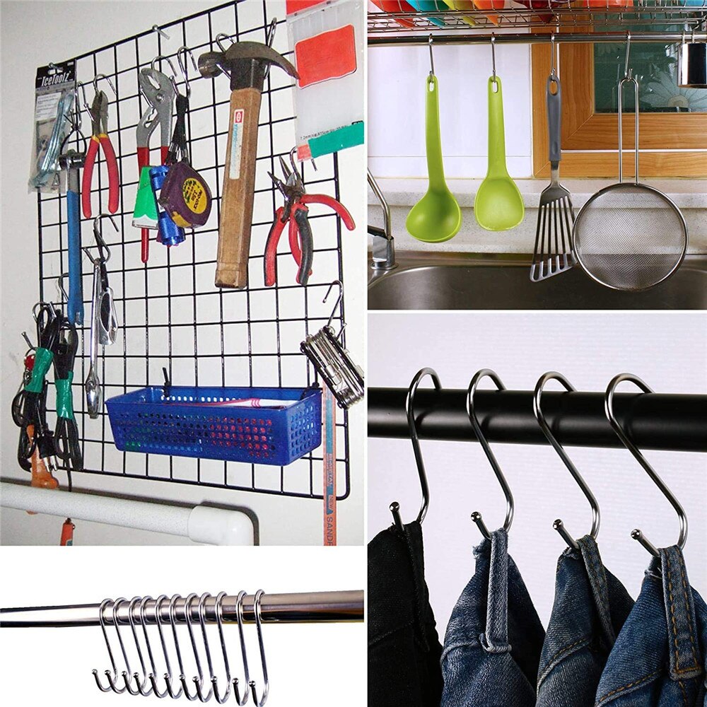 10 Pcs Set S Hooks for Hanging Rustproof Hanging Hooks Heavy Duty Stainless Steel Hooks Kitchen Closet Hooks Hanging Plants