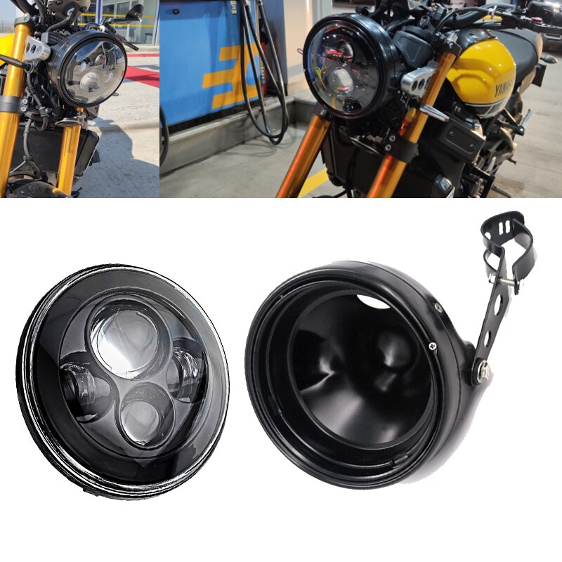 Boîtier de montage des phares LED pour motos, 7 pouces, éclairage avant chromé pour conduite, 60W, DOT DRL
