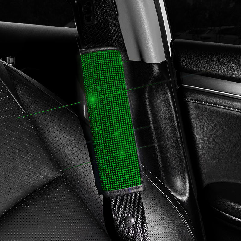 2 uds. Hombreras para cinturón de seguridad con diamantes de cristal, fundas ostentosas para cinturón de seguridad de coche, cojín Protector, decoración automática, accesorios para coche para mujer: Verde