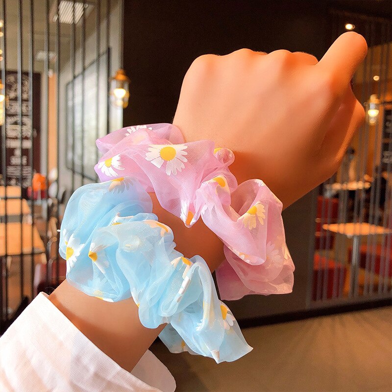 Diadema de margaritas de malla para niña, lazos para el pelo, accesorios para cabello de mujer, tocado