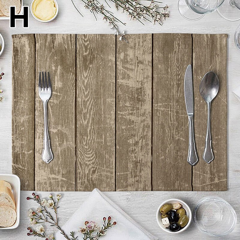 Wood Grain Dining Table Mat Rectangle Heat Insulation Placemat Dining Table Tableware Kitchen Supplies Home Decorative: H