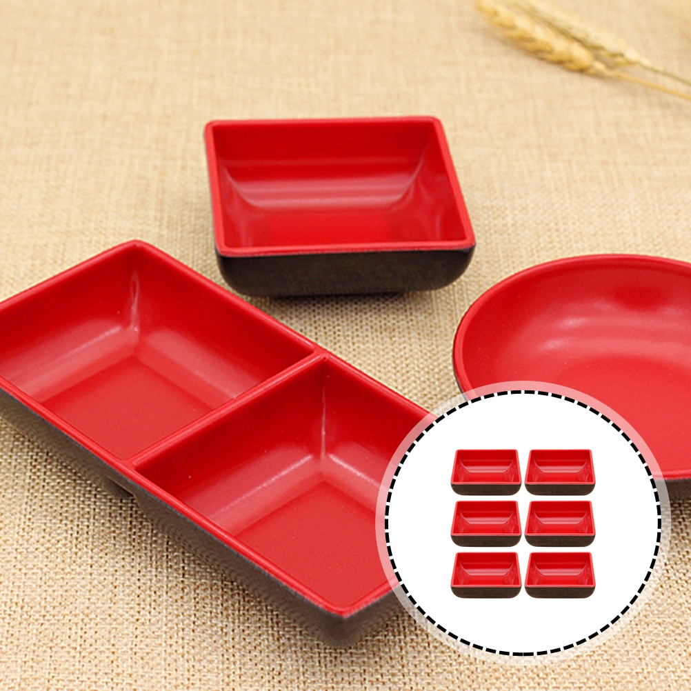 6 Pcs Melamine Seasoning Plates Square Sauce Dishes Sauce Plates Soy Sauce Dishes