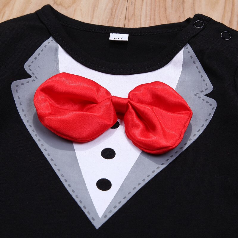 1Pcs Baby Boys Cute Lovely Rompers Bowtie Gentleman Modelling Clothes 0 36Mths Kids Wear Infant Long Sleeve Jumpsuits Size