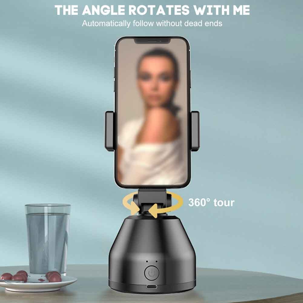 360 Degree Rotation Smart Universal Desktop Hands Free Auto Face Tracking Gimbal Stabilizer For Smartphones Selfie Stick Home: Black