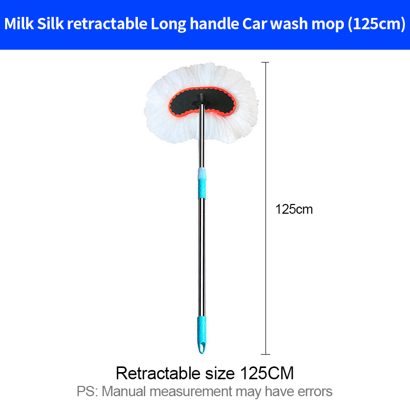 Carwash Dweil Melk Zijde Carwash Borstel Lange Steel Dweil Lange Paal Wax Dweil Waterborstel Auto Reinigingsgereedschap Lap Telescopische Borstel: Rood