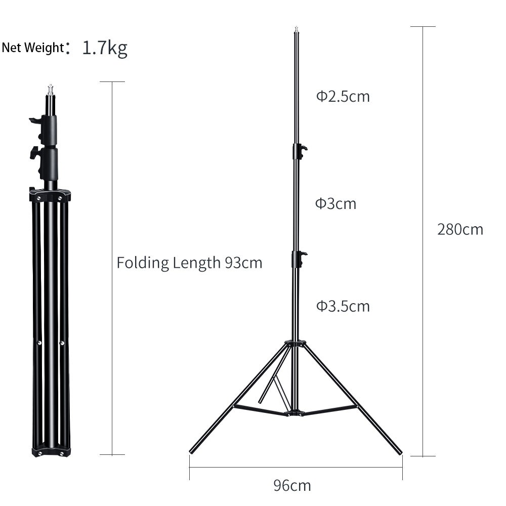 2.8m 110in tripé leve resistente com 1/4 parafuso para estúdio de fotos softbox vídeo flash guarda-chuvas refletor iluminação