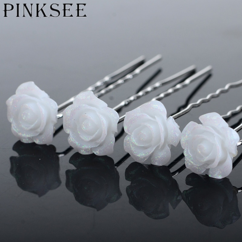 PINKSEE 20 STKS Bruiloft Haaraccessoires Witte Bloem Haarspelden Haar Clip Voor Vrouwen Hoofddeksels Ornamenten