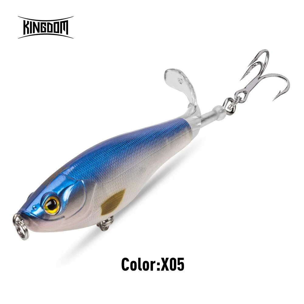 Reino Topwater Hélice Lápis Isca Popper Whopper Plopper 90mm 11g 110mm 17g Wobblers Artificiais Para Bass Pike Hard Lures: 120 milímetros / Ardósia Cinza