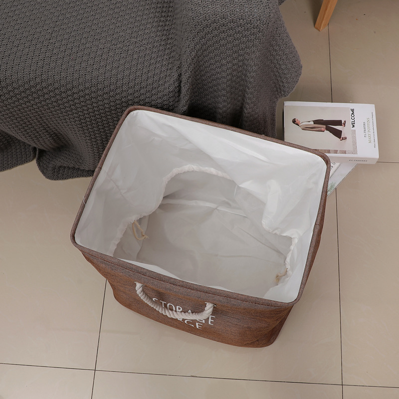 Cesta grande de tela para guardar ropa, cesta cuadrada para la colada, con cordón, organizador de libros, ropa, juguetes