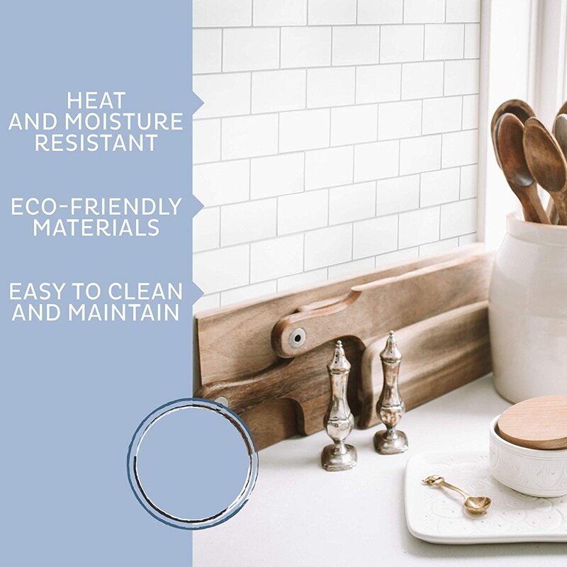 Peel and Stick Backsplash 10X10 Inch Removable 3D Subway Wall Tiles (Pack of 4),for Kitchen or Bathroom