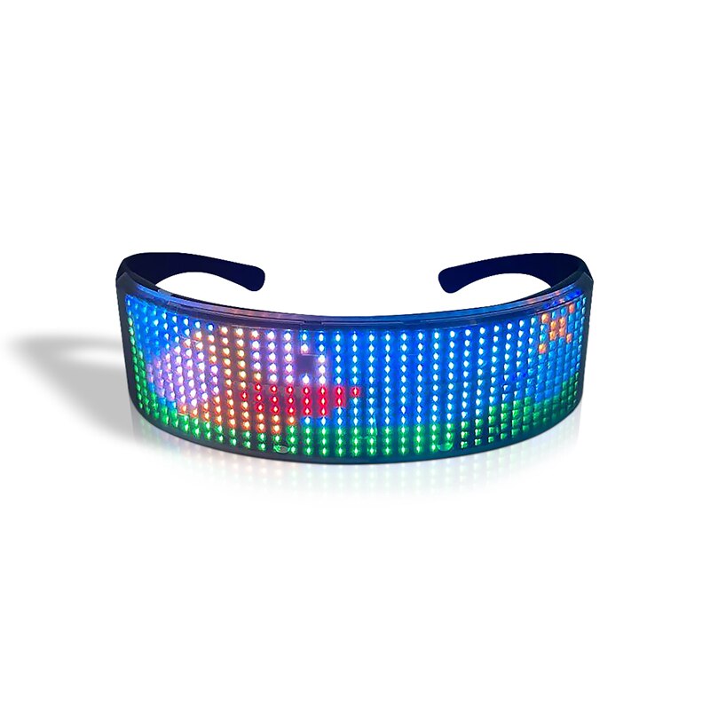 Bluetooth app control attractive full color LED glasses advertising charming scrolling LED display glasses for dj music party