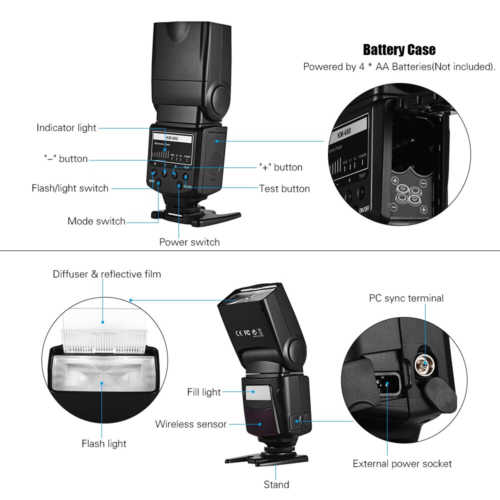 Riempire la luce Flash Speedlite Speedlight con supporto per slitta a LED supporto per luce per fotocamere DSLR Canon/Nikon luminosità regolabile