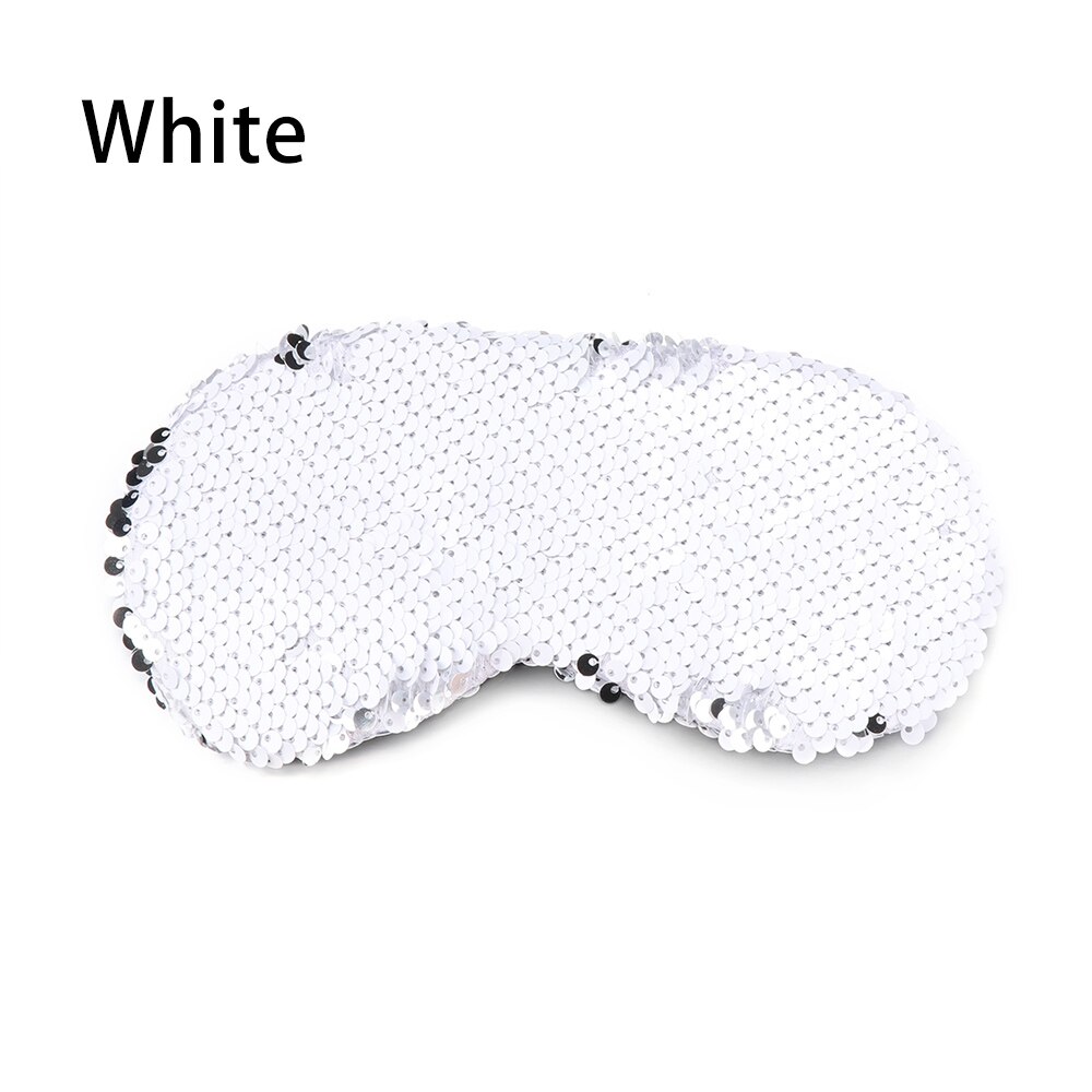 Mascarilla Reversible con lentejuelas mágicas y purpurina para los ojos, máscara de sirena para los ojos, parche para sombrear los ojos, funda acolchada suave, herramienta para el cuidado de la salud, relajación del sueño, 1 ud.: white
