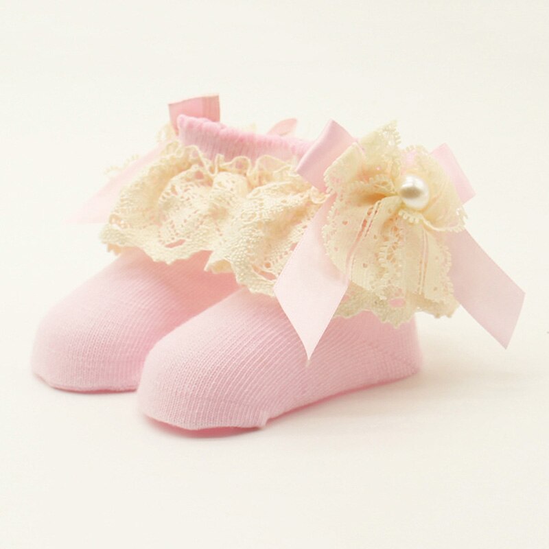 1 Pair Baby Girls Princess Bowknots Socks Lace Floral Baby Socks Infant Toddler Cotton Ankle Bow Socks meia infantil
