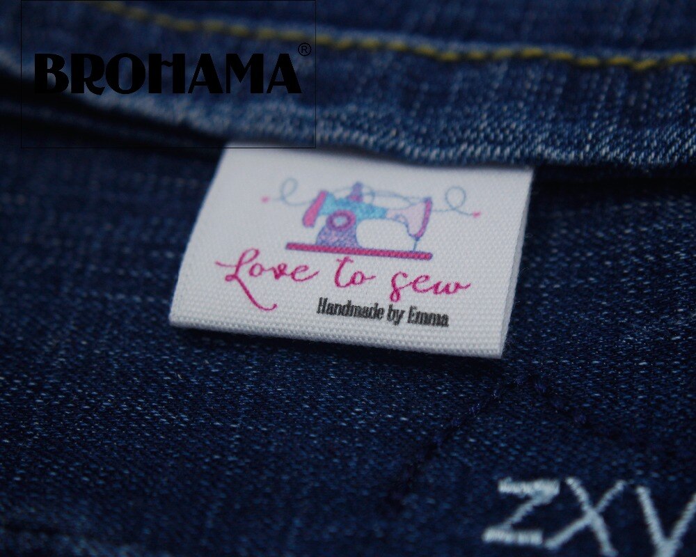 Sewing labels / custom brand labels, clothing labels, Sewing machine, fabric 100% cotton, printing (MD544)