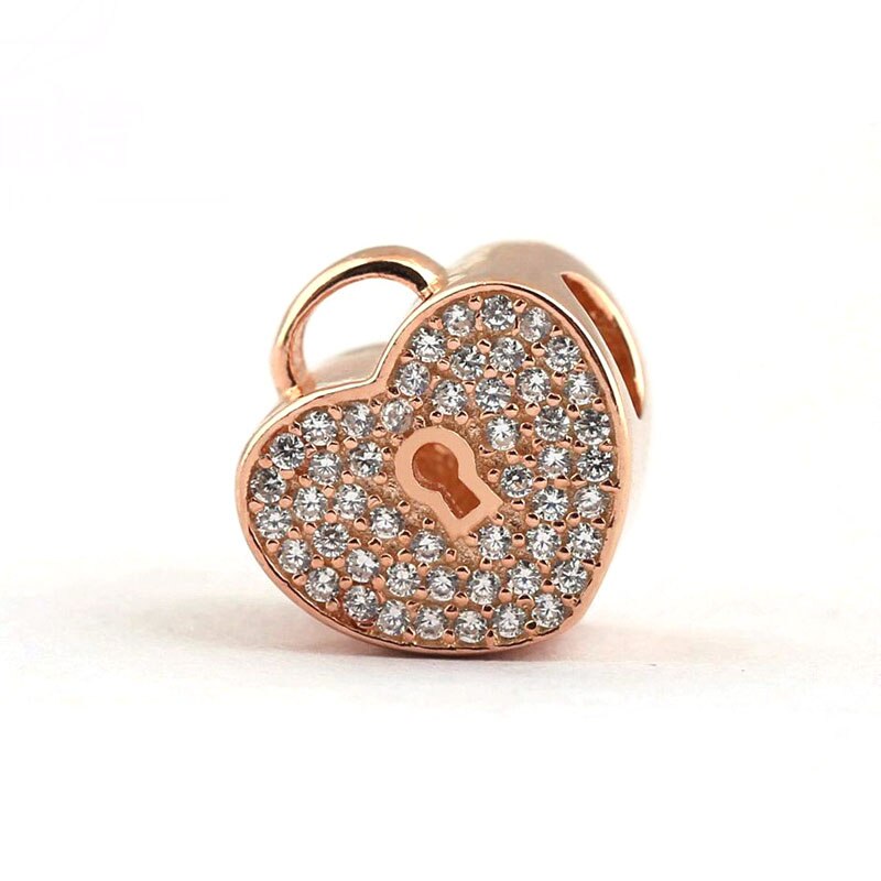 Originele Rose Opengewerkte Lock Harten Met Volledige Crystal Bead Fit 925 Sterling Silver Bead Charm Armband Diy Sieraden