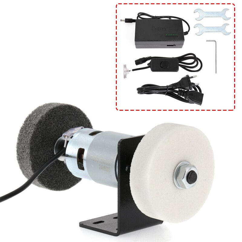 Mini Electric Polisher Machine 7 Speed Adjustable Metal Wood Grinder DIY Micro Knife Edges Sharpener Cutter 2 Wheels