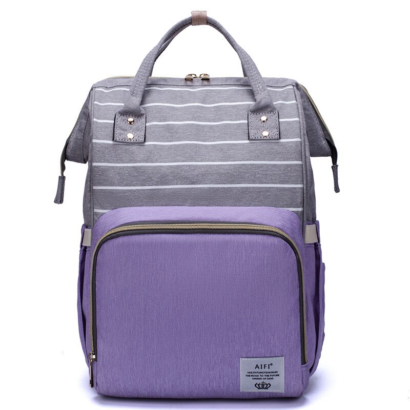W nowym stylu torba na pieluchy o dużej pojemności torba matki paski torba na pieluchy wodoodporna tkanina Oksford plecak przetwarzania: purpurowy Stripes