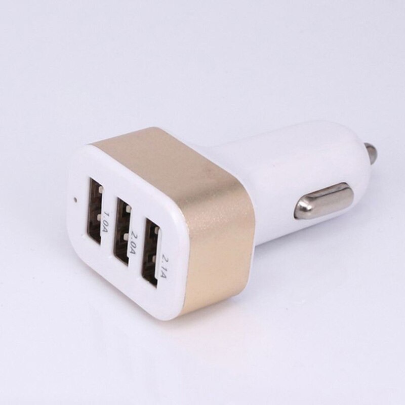 Cargador USB Universal para coche, adaptador de 3 puertos, enchufe 1A 2.1A, carga rápida para GPS, teléfonos móviles, MP3