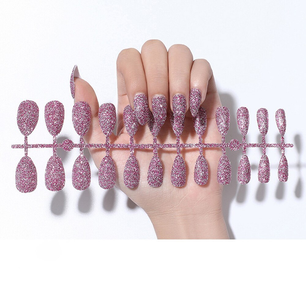 Faux ongles ballerine détachables, accessoire de manucure, 24 pièces, à paillettes de couleur bonbon, à porter, couverture complète: 9-Just 24PCS Nails