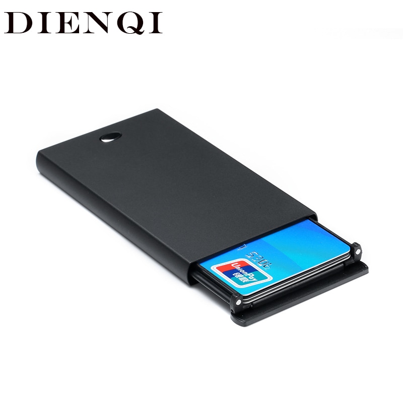DIENQI Rfid Karte Halfter Männer Brieftaschen Magie Männlichen Jahrgang Schwarze Kurze Geldbörse Kleine Metall Schlanke Brieftaschen Mini Brieftaschen Dünn vallet