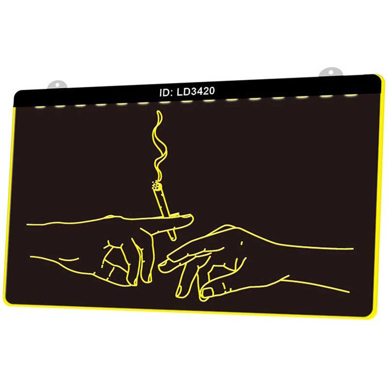 Ld3420 sigaretten handen met 3d gravure led lichtreclame meerdere kleuren gratis verkoop