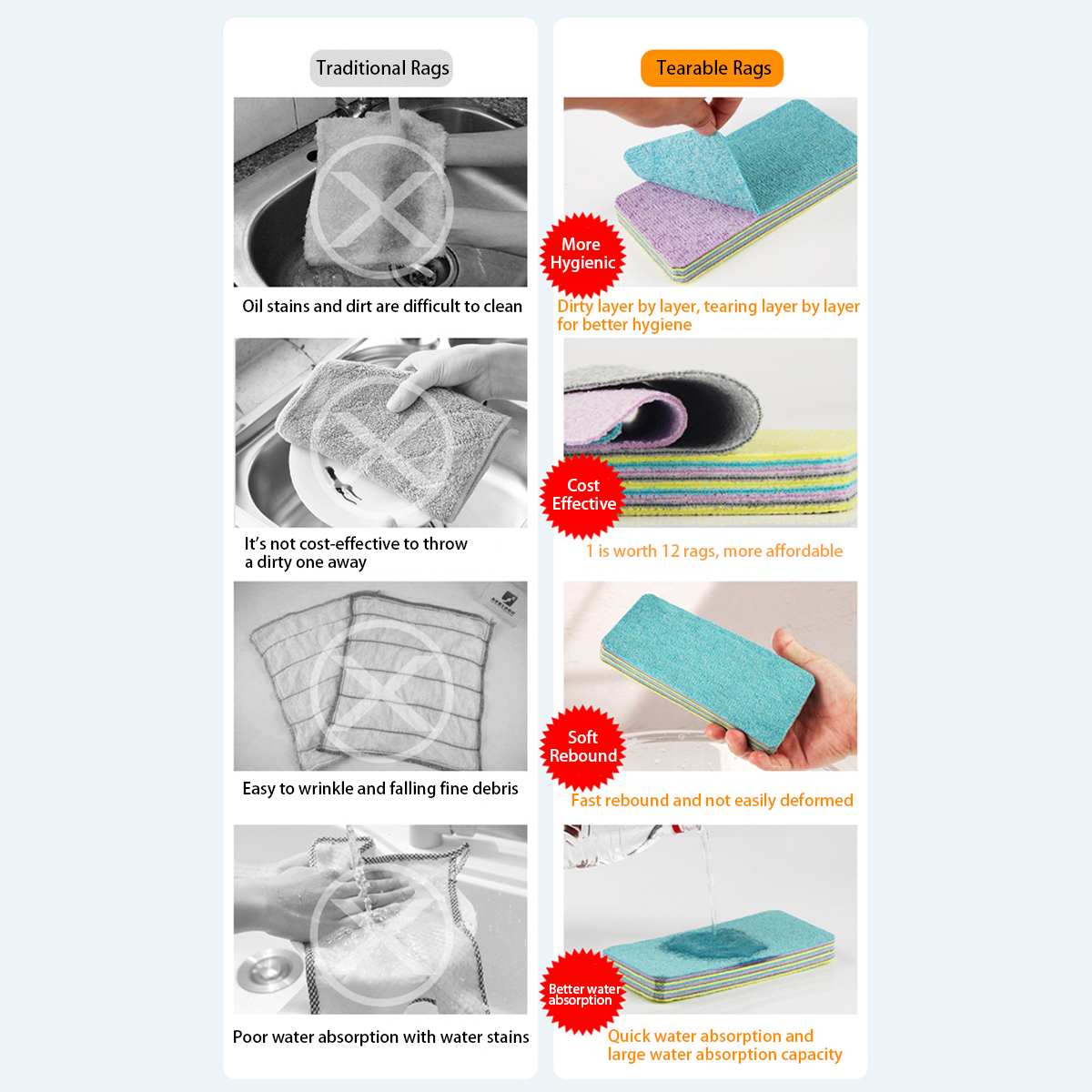 Regenbogen Farbe Faser tränen baren Lappen nützliche Dinge für Küchen utensilien Stoff Waren Geschirr tuch Scheuer schwamm Handtücher Haushalts reinigung