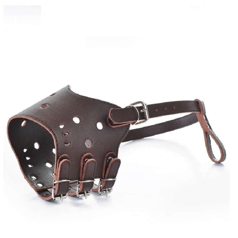 Dog Muzzle PU Leather Breathable Adjustable For Small big Dogs Muzzles Anti-Bite Safety and dog accessories