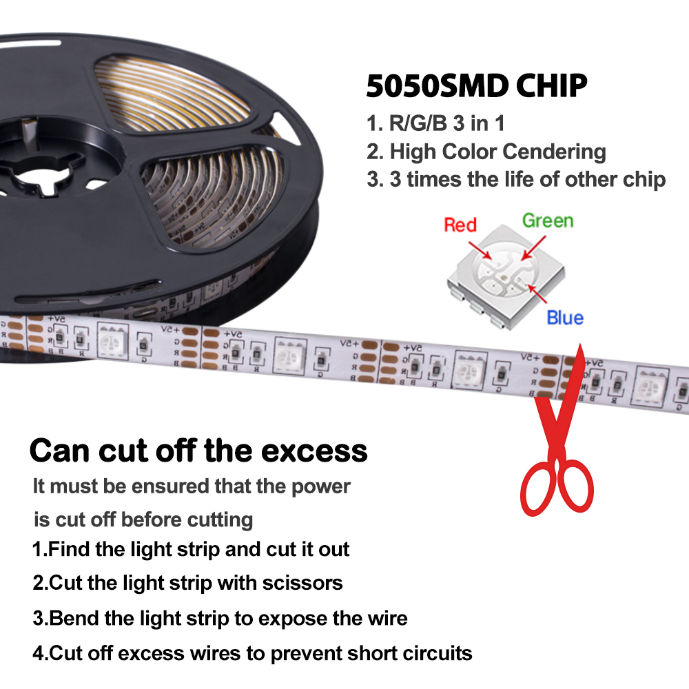 LED RGB Light Strip Flexible AAA Battery TV Desktop Screen Backlight Diode Tape Fairy Garland String Lights with Remote Control